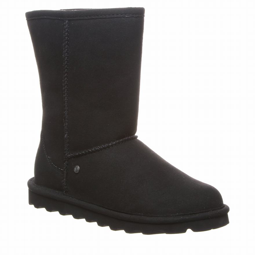 Bearpaw Elle Short Vegan Short Boots UK - Women's Boots Black ||NXTRSH-416||